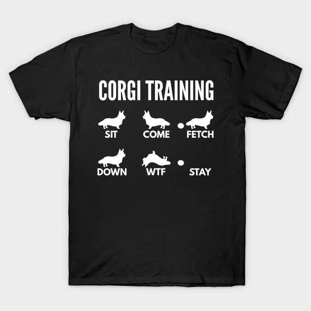 Corgi Training Cardigan Welsh Corgi Tricks T-Shirt by DoggyStyles